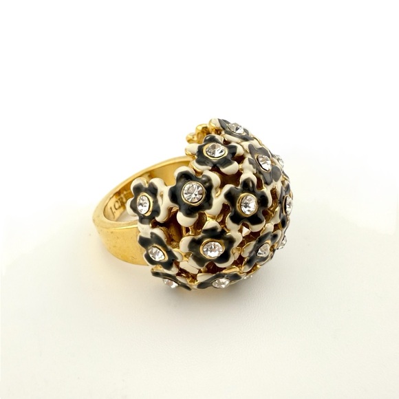 J. Crew Gold and Black Floral Ring - Picture 1 of 8